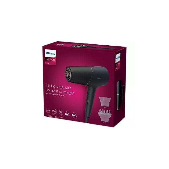 PHILIPS Hair dryer 2300W Series 5000 ThermoShield technology 6 heat and speed  - BHD538/30