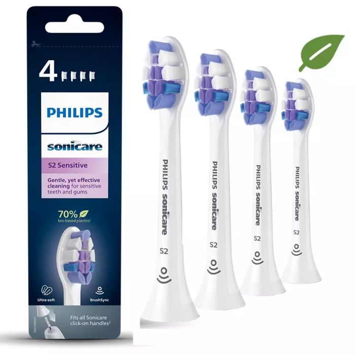 PHILIPS Sonicare 4pcs toothbrush head Sonicare S2 Sensitive extra soft white - HX6054/10