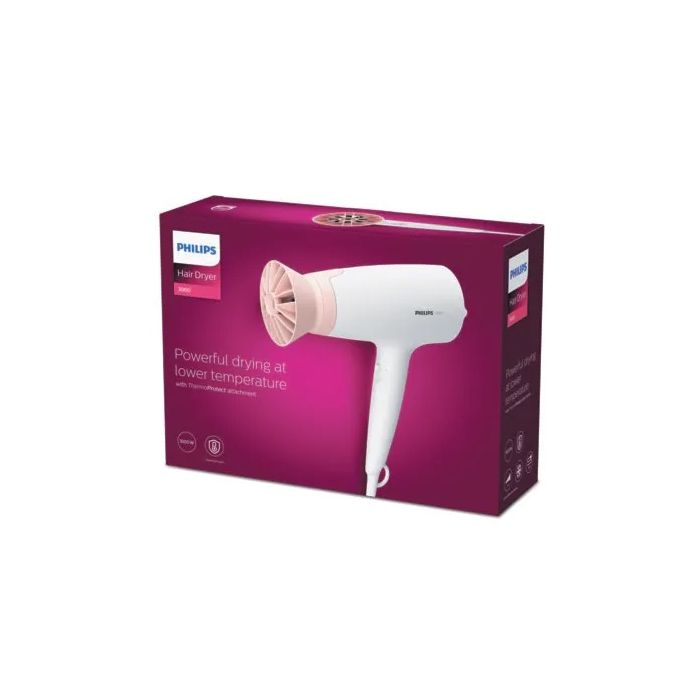 PHILIPS Hair dryer 1600W DC motor ThermoProtect attachment white/pink - BHD300/00