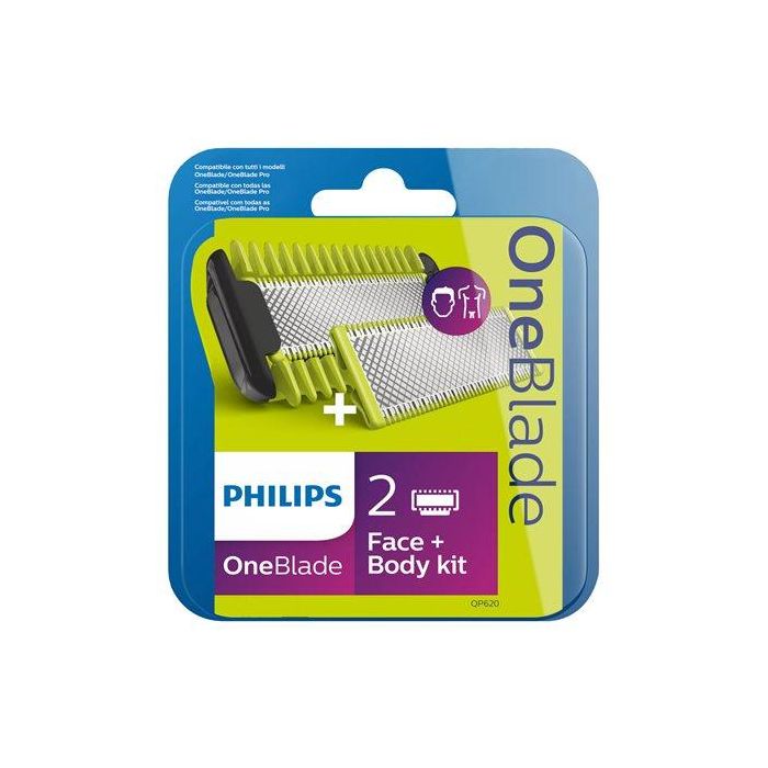 PHILIPS OneBlade replacement pack 1 blade for face 1 blade for body body comb 3mm - QP620/50