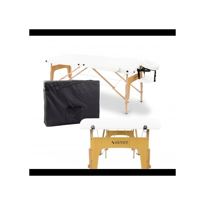 Преносима масажна кушетка Zenet ZET-1042 размер L, Дървена бяла